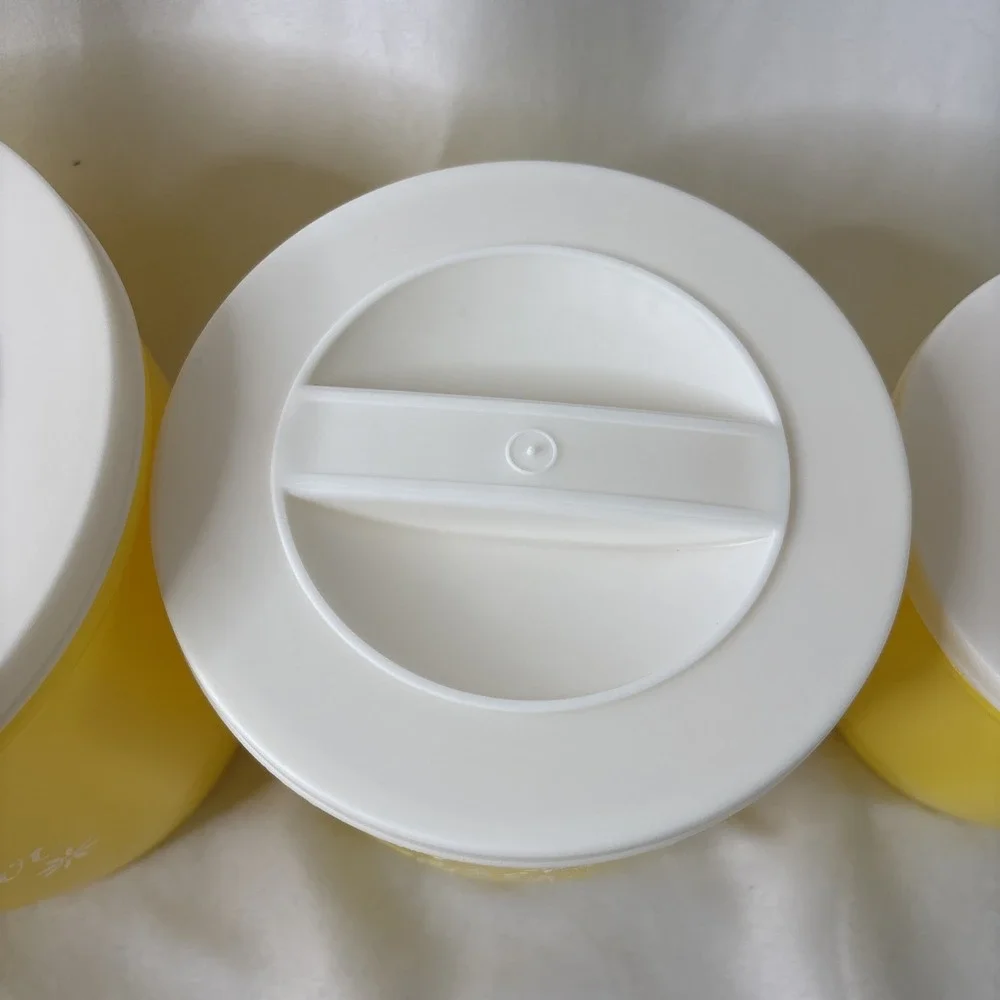 Vtg 1950s Stanley Atomic Plastic Canister Set Yellow Nesting MCM 4Pc Retro Sugar